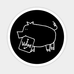 Cute Politics Pig says she Voted White Line Drawing Magnet